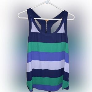 Express Navy, Green & Periwinkle Striped Racerback Tank